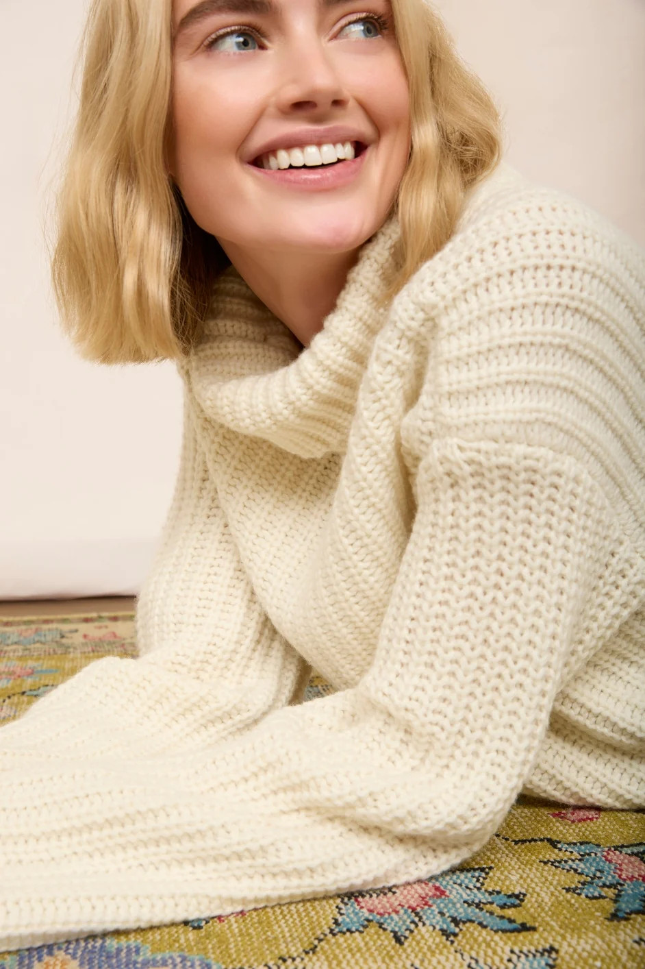 Coralie Chunky Roll Neck Jumper - Ivory | WYSE London