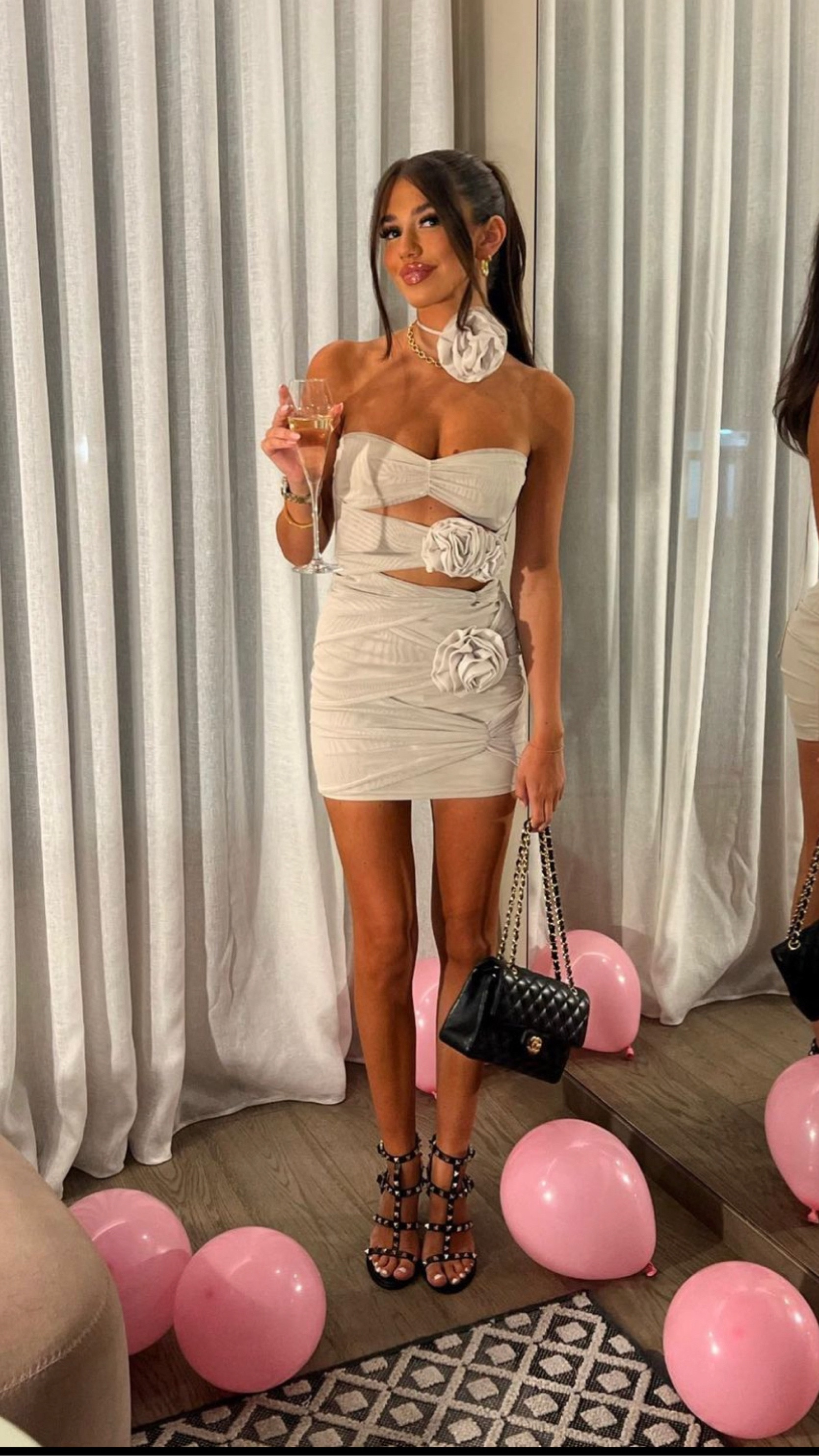 Studded Sandals, Boohoo.com, Chanel Bag, Flower cut-out mini dress, Selfridges, House of CB

#LTKeurope #LTKstyletip #LTKSeasonal