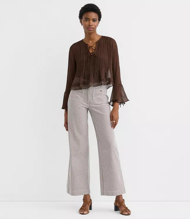 Palmer Wide Leg Crop Pants in Stripe | LOFT