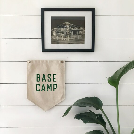Hanging Canvas Sign Base Camp Pennant Flag Wall Decor - Etsy | Etsy (US)