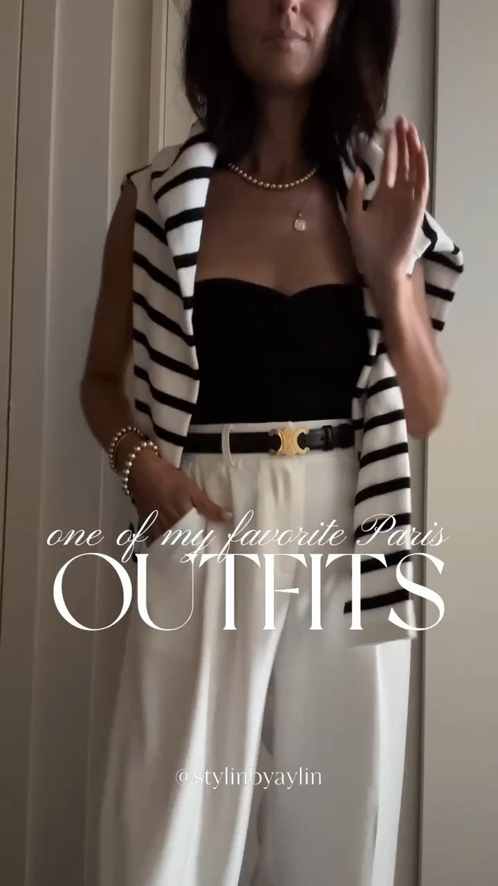 Chic budget friendly outfit I wore in Paris. I’m just shy of 5-7” wearing the size XS tube top and trousers #stylinbyaylin #aylin #ootd 

#LTKOver40 #LTKootd #LTKTravel