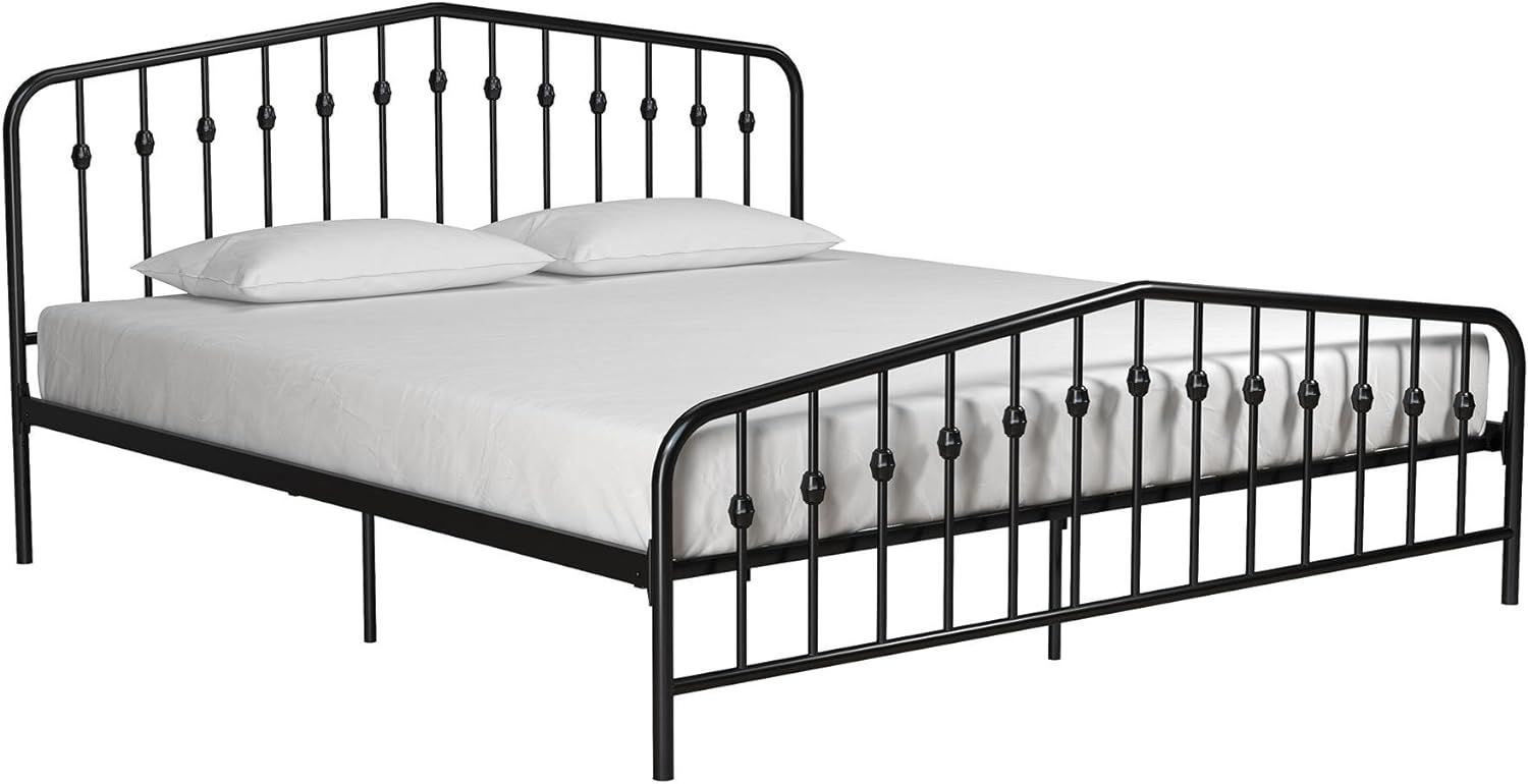 Amazon.com: Novogratz Bushwick Metal Bed, Modern Design, King Size - Black : Home & Kitchen | Amazon (US)