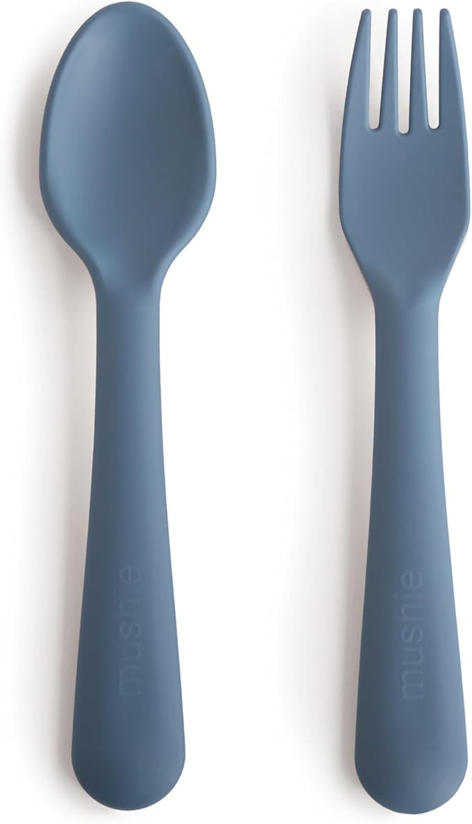 mushie Flatware Fork and Spoon Set For Kids | Made in Denmark (Twilight Blue) | Amazon (US)