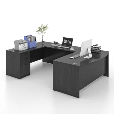U-Shaped Executive Desk With File Cabinet | Wayfair North America