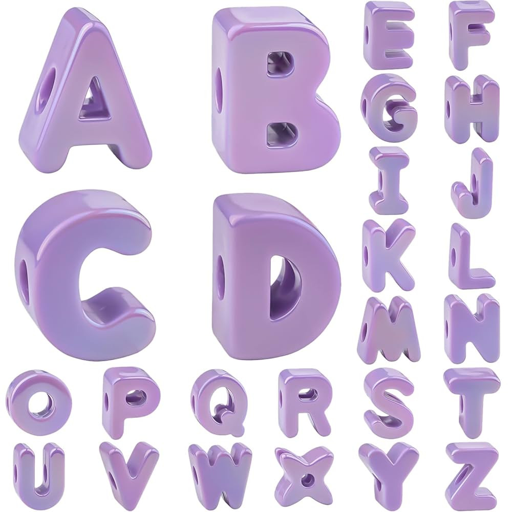 26 Pcs Cute Large Violet Letter Beads, 20mm Jumbo Square Acrylic Letter Beads, Big Letter Beads f... | Amazon (US)
