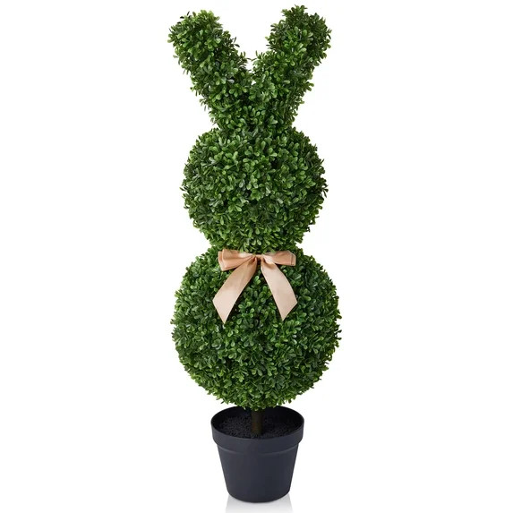 DR.Planzen 36'' Artificial Boxwood Easter Bunny Topiary, Green Spring Outdoor Indoor Decor | Walmart (US)