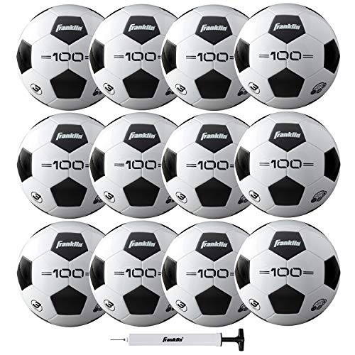 Franklin Sports Size Competition 100 Soccer Balls - 12 Pack Deflated with Pump White, 3 | Amazon (US)