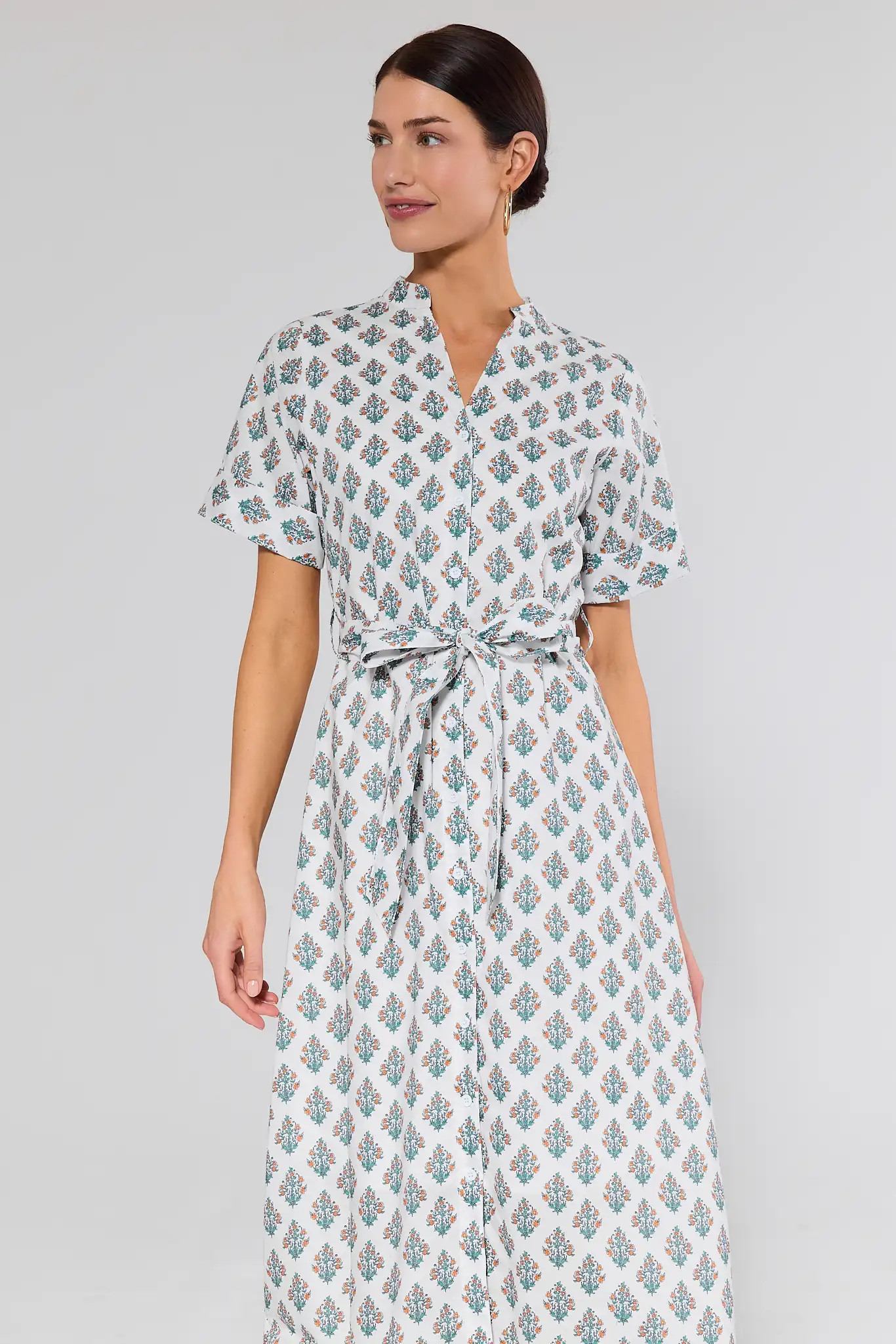 Tina White Floral Midi Dress | Avara