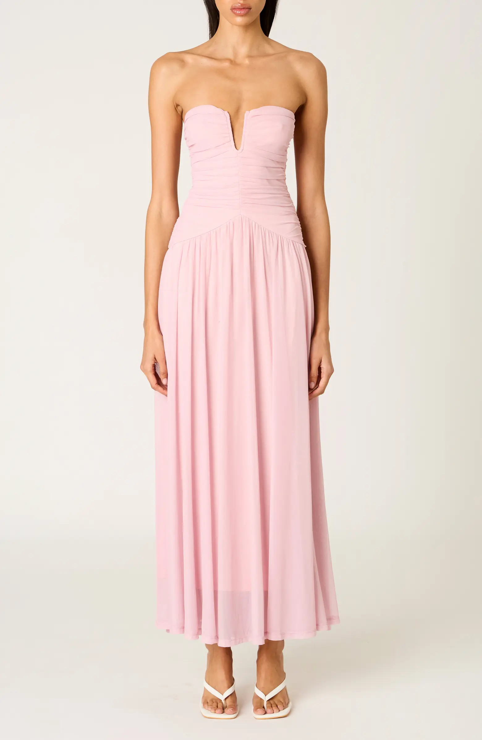 Beverly Ruched Strapless Chiffon Maxi Dress | Nordstrom
