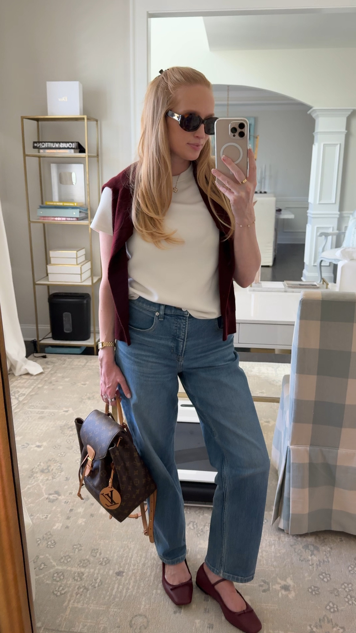 Fall outfit of the day for a little day date with Tim and Lucy! These jeans are the perfect casual jean that are comfortable to sit in but still flattering for postpartum. I’m wearing a medium for a comfier fit! Use code AMANDAJOHNXSPANX for 15% off. Paired with a $50 cashmere sweater and burgundy Mary Jane flats (a big trend for fall!) 

Quince sweater // straight leg jeans // spanx jeans // spanx promo code // classic fall outfit // mom outfit of the day 

#LTKSeasonal