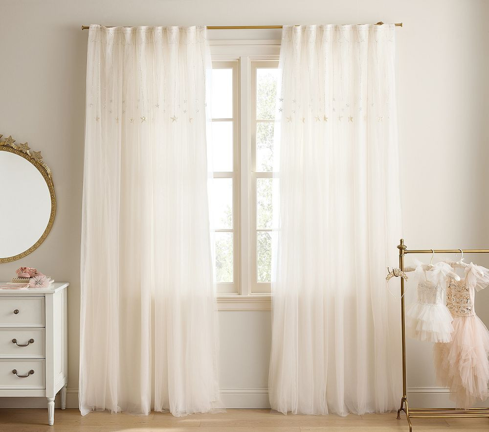 Tutu du Monde Embroidered Tulle Curtain | Pottery Barn Kids
