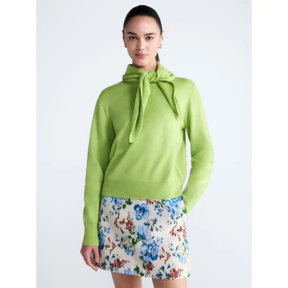 Free Assembly Women's and Women's Plus Cropped Crewneck Sweater with Scarf, Lightweight, Sizes XS... | Walmart (US)