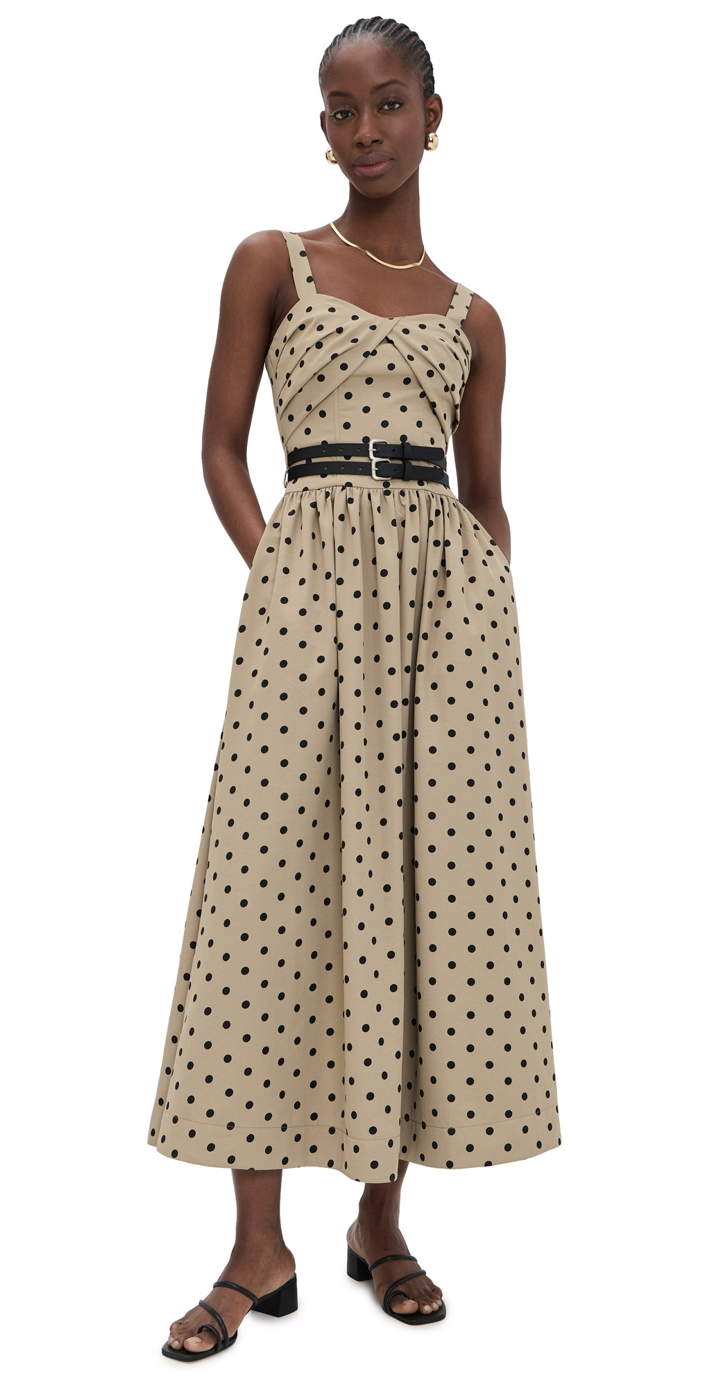 En Saison Hadley Midi Dress Tan Black L | Shopbop