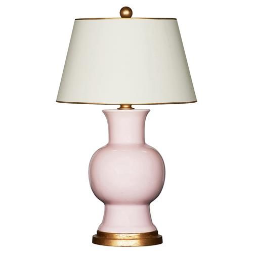 Madison Modern Classic Pink Ceramic Gold Accent Cream Shade Table Lamp | Kathy Kuo Home