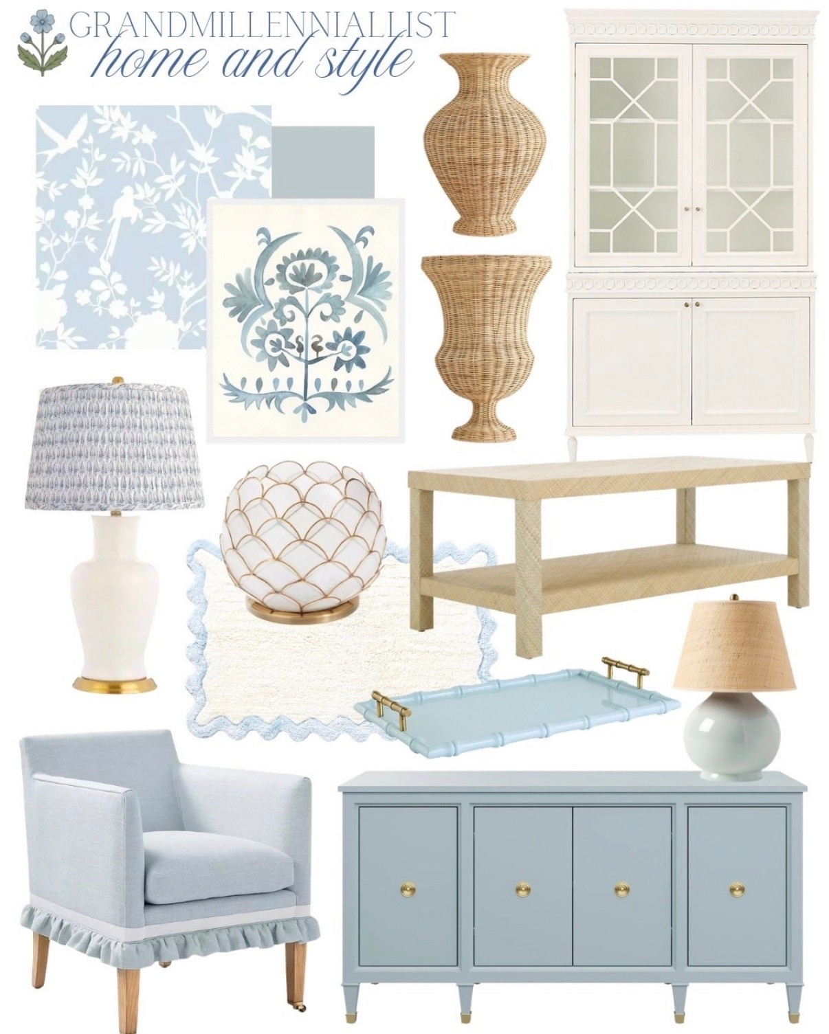 Grandmillennial home decor ideas

Interior design furniture table console cabinet curio wallpaper paint sample glass hurricane 

Serena & Lily Ballard Designs Anthropologie Pottery Barn