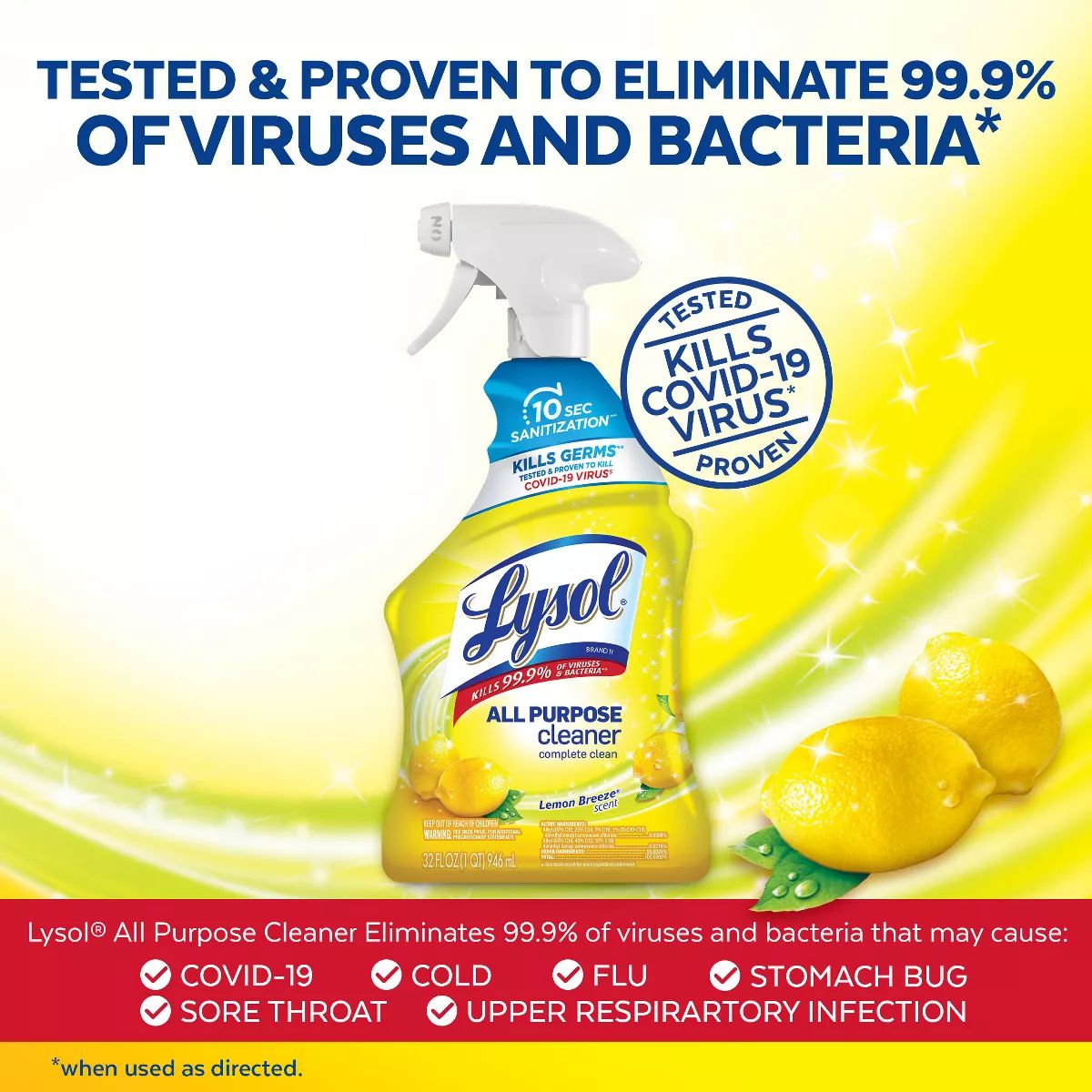 Lysol Lemon Breeze Scented All Purpose Cleaner & Disinfectant Spray - 32oz | Target