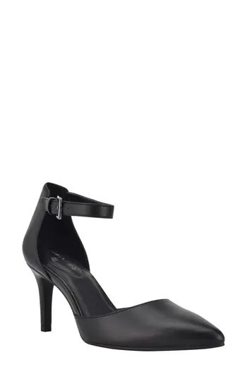 Bandolino Ginata Pointed Toe Ankle Strap Pump in Black Nappa - Blkll at Nordstrom Rack, Size 8.5 | Nordstrom Rack