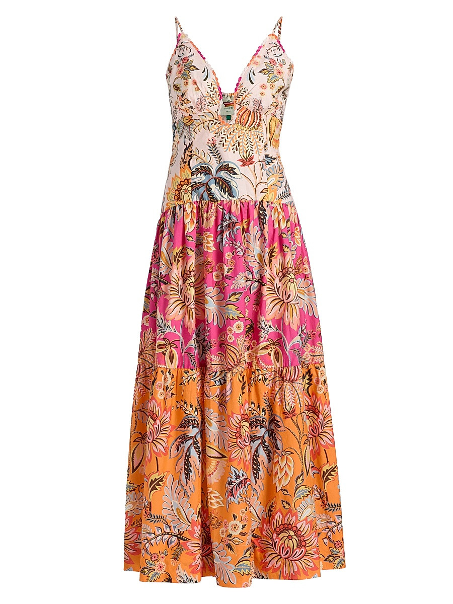 Farm Rio Women's Ligia Floral Tiered Maxi Dress - Multi - Size XS | Saks Fifth Avenue