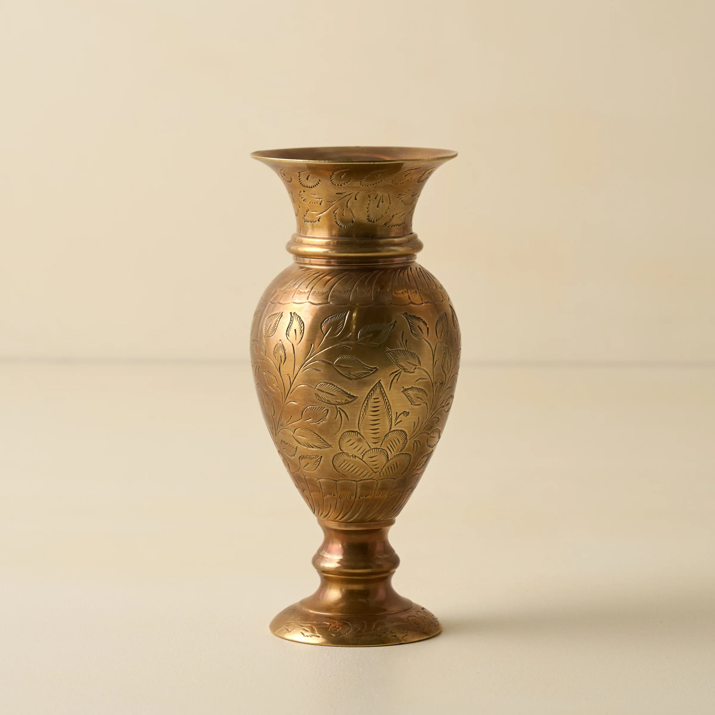 Anna Antiqued Solid Brass Vase | Magnolia