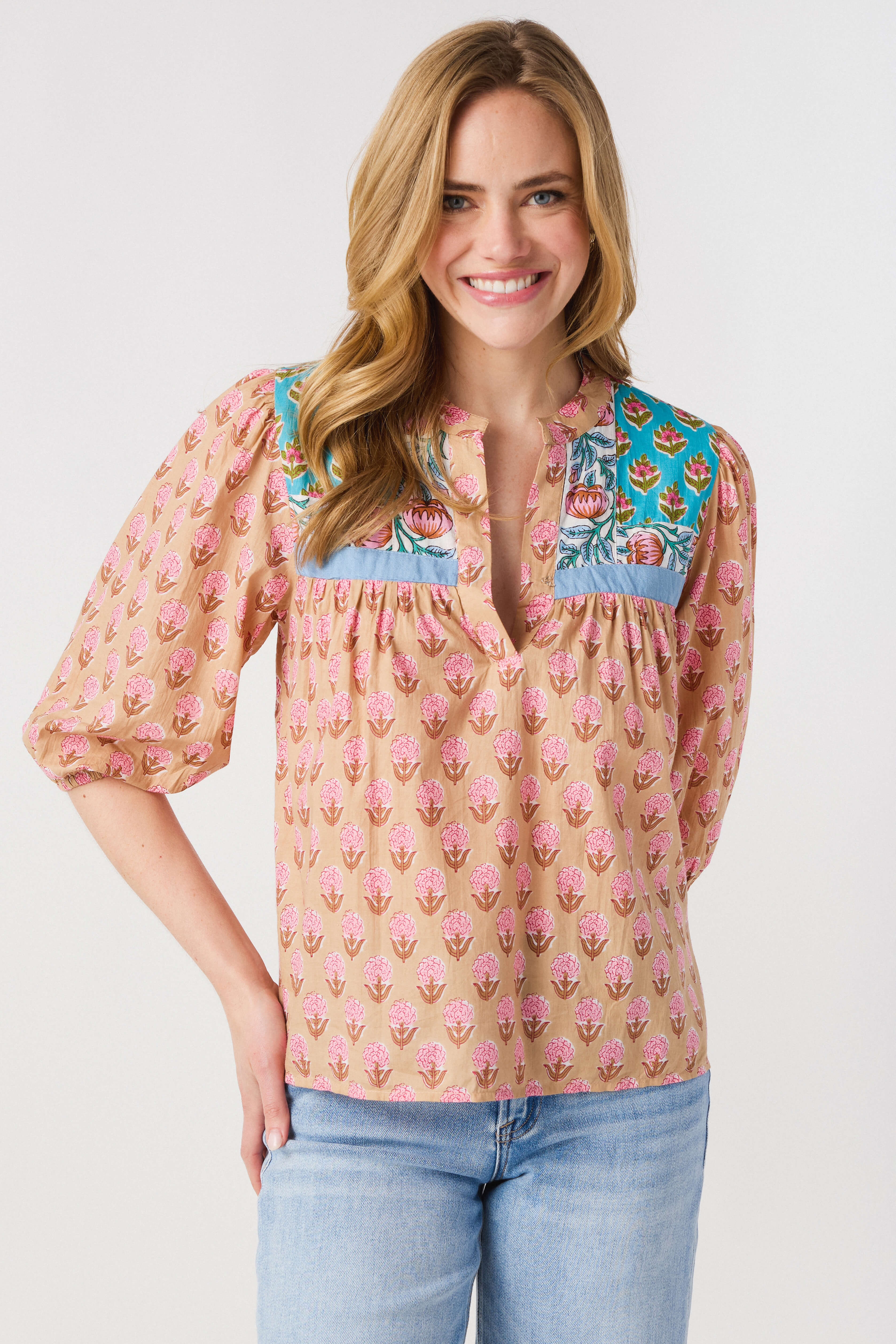 THML Sienna Block Print Top | Social Threads