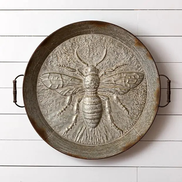 Iron Honey Bee Tray | Antique Farm House