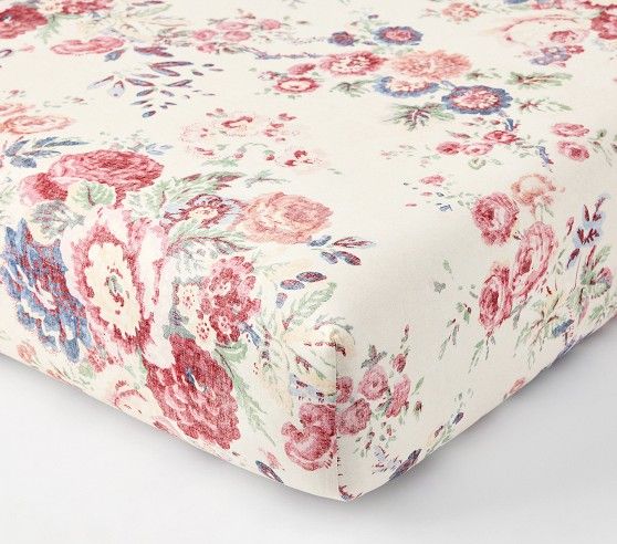 Eleanor Floral Organic Crib Fitted Sheet | Pottery Barn Kids