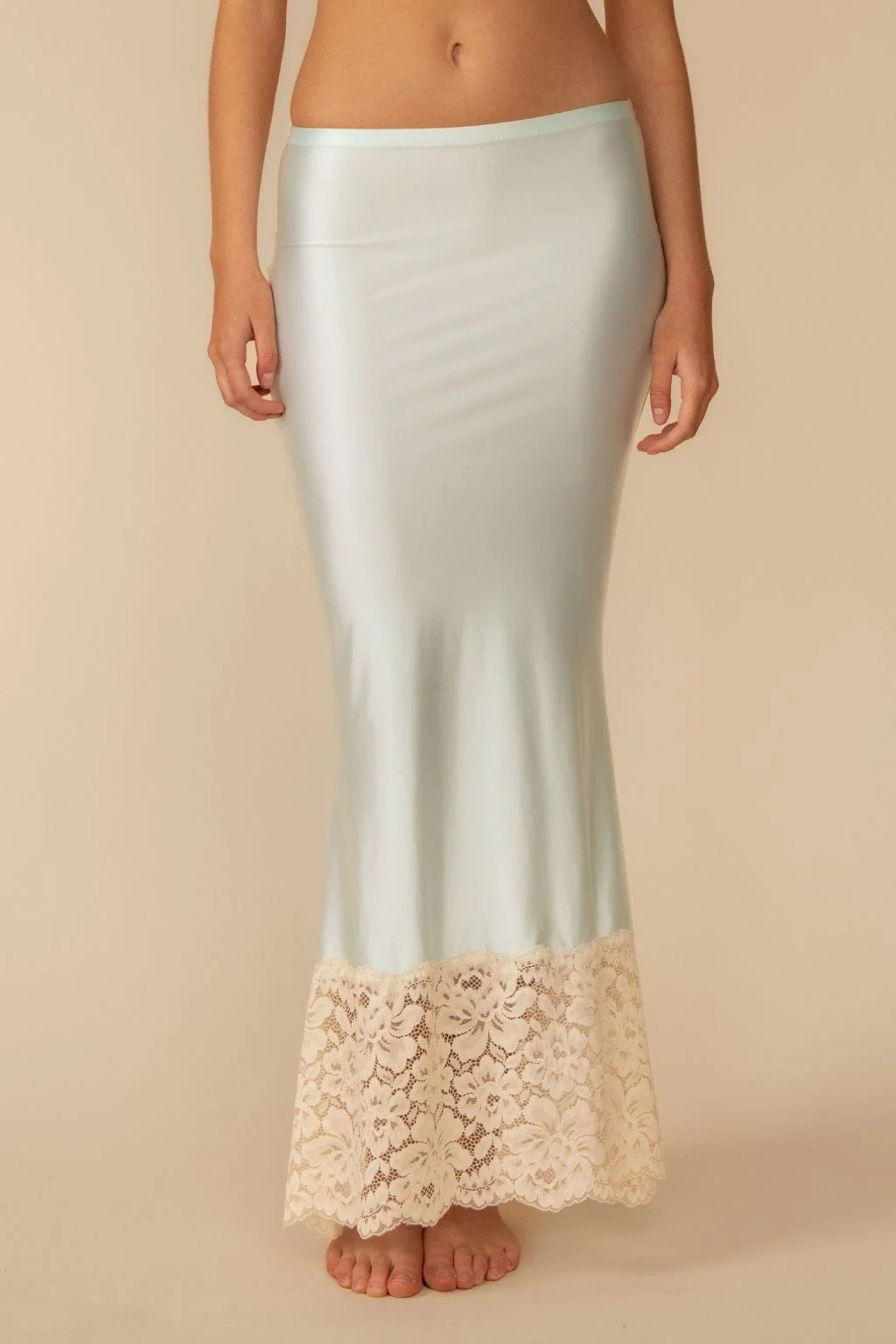 Seafoam Silkie Natalia Skirt w/Lace | Montce