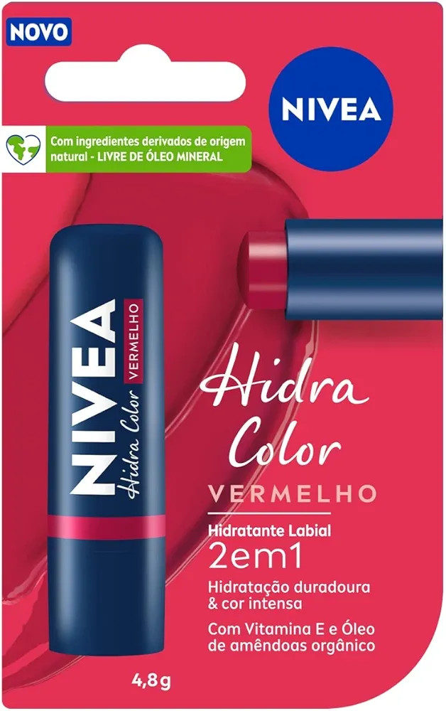 NIVEA Hidratante Labial Hidra Color 2 em 1 Vermelho 4,8g - Combina cor intensa e hidratação enr... | Amazon (BR)