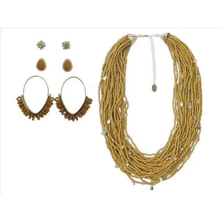 Time and Tru 2pack Multi Earring and Short Necklace Set - Walmart.com | Walmart (US)