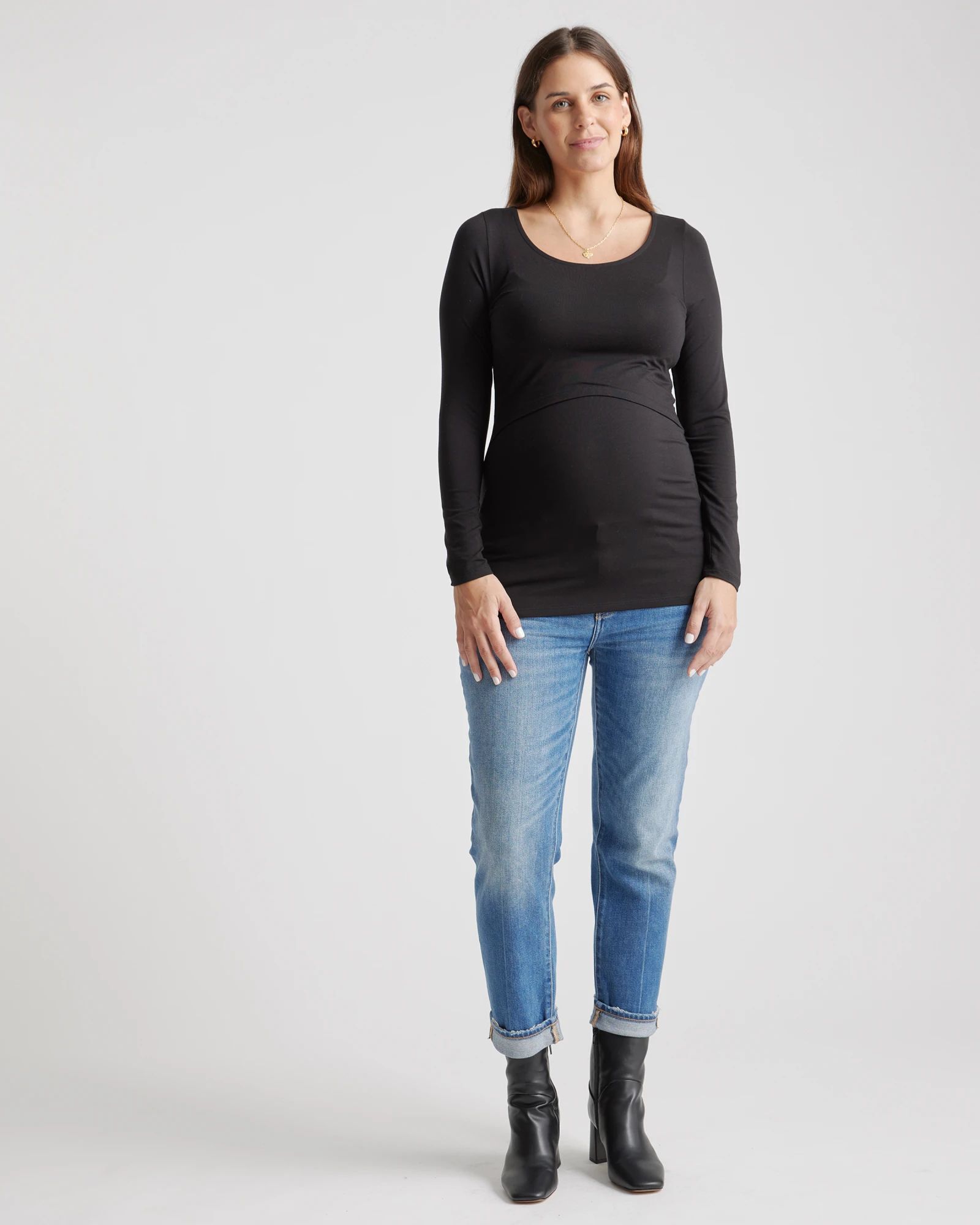 Tencel Jersey Maternity & Nursing Long Sleeve Tight Fit Tee 2-Pack | Quince