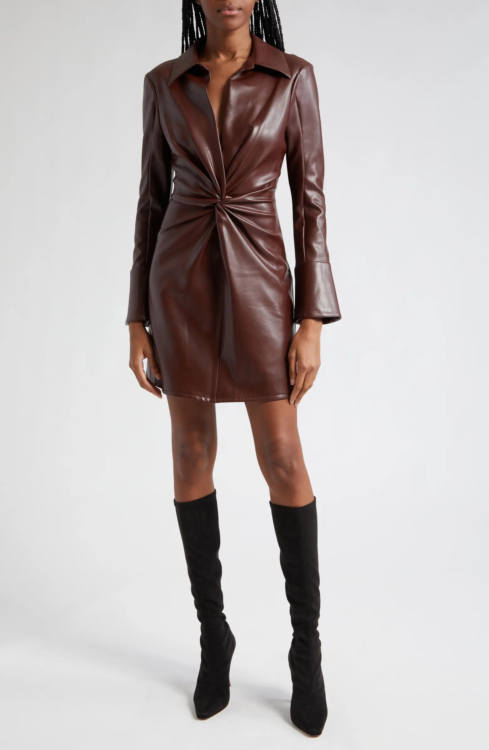 McKenna Long Sleeve Faux Leather Dress | Nordstrom