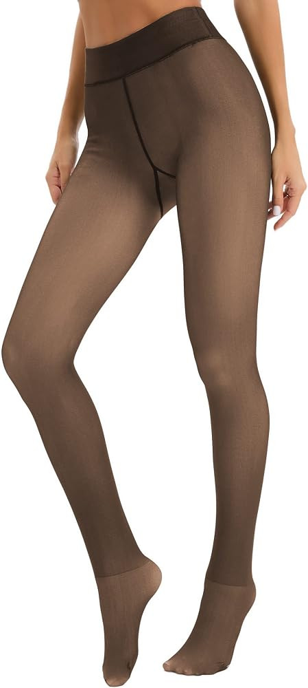 Famulily Women Warm Fleece Fake Translucent Tights Leggings High Waisted Pantyhose Winter Tights ... | Amazon (UK)