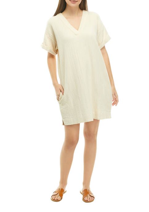 Women's Short Sleeve Cotton Gauze V-Neck Dress | Belk