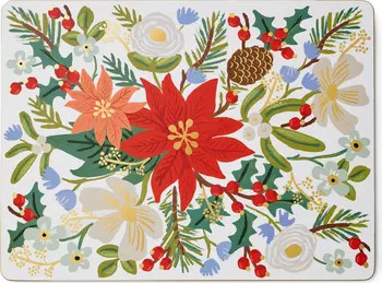 Rifle Paper Co. Holiday Bouquet Set of 4 Cork Placemats | Nordstrom | Nordstrom