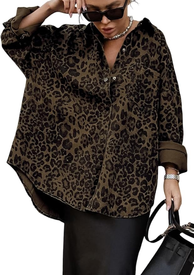 utcoco Womens Fashion Leopard Print Casual Jackets Button Down Shacket Outerwear Fall Outfits for... | Amazon (US)