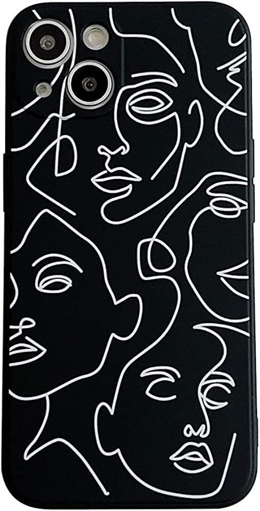 Fashion Abstract Face Pattern Phone Case for Apple iPhone 14 Plus Cover Art Line Design Silicone ... | Amazon (US)