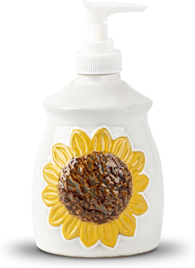 Sunflower Soap Dispenser Bathroom Cramic Hand Soap Dispenser for Bathroom White Bathroom Soap Dis... | Amazon (US)