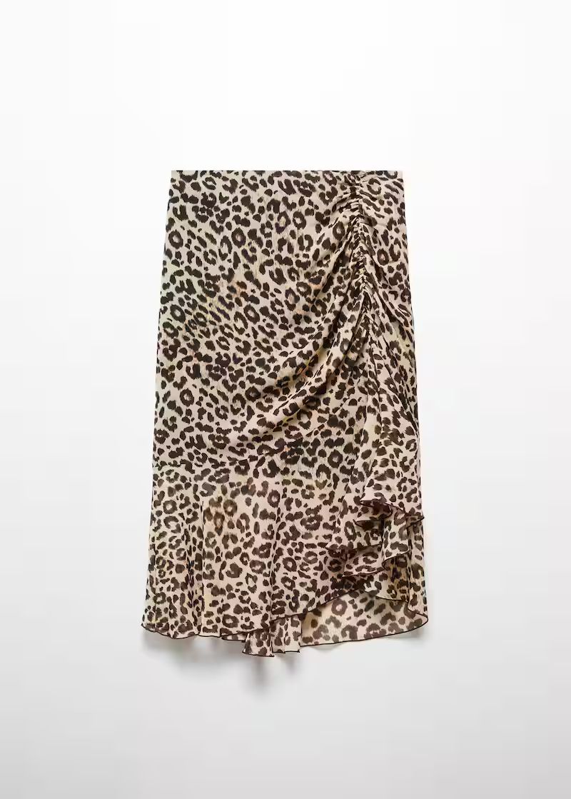 Animal-print flowing skirt -  Women | Mango USA | MANGO (US)