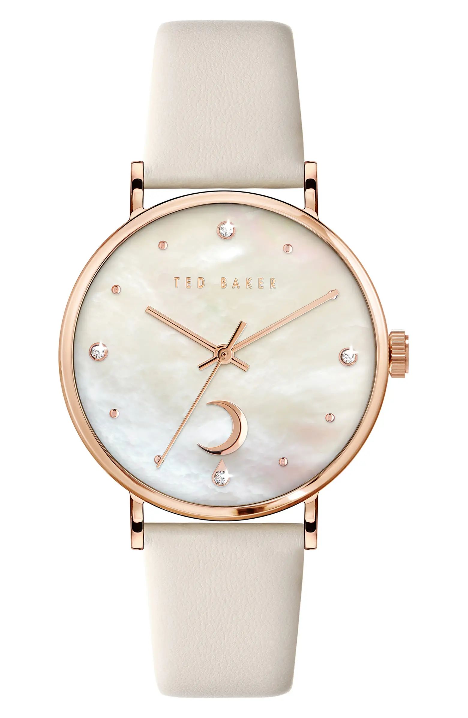 Ted Baker London Phylipa Moon Leather Strap Watch, 37mm | Nordstrom | Nordstrom