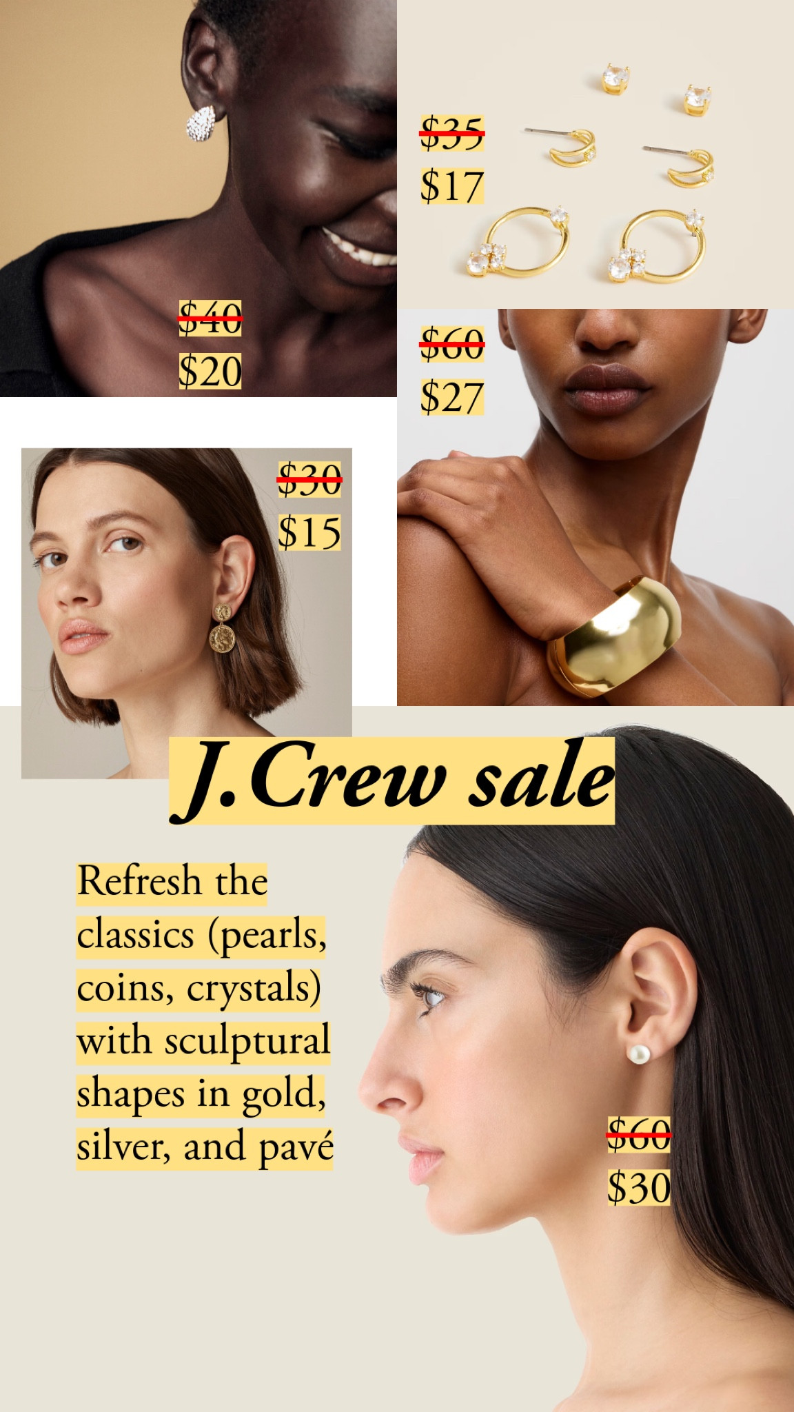 Refresh the classics (pearls, coins, crystals) with sculptural shapes in gold, silver, and pavé

#LTKFindsUnder50 #LTKStyleTip #jcrew #jewelry #LTKParties

#LTKCyberWeek #LTKHoliday #LTKGiftGuide