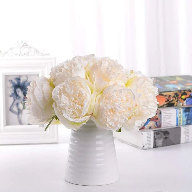 Coolmade Vintage Peony Artificial Flowers - 2 Pack Silk Flowers Bouquet 10 Heads Peony Fake Flowe... | Walmart (US)
