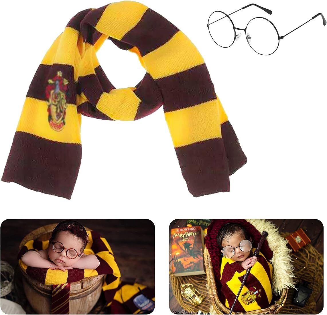 Newborn Photography Props Magic Novelty Scarf Wizard Glasses Crochet Wand Halloween Baby Photosho... | Amazon (US)