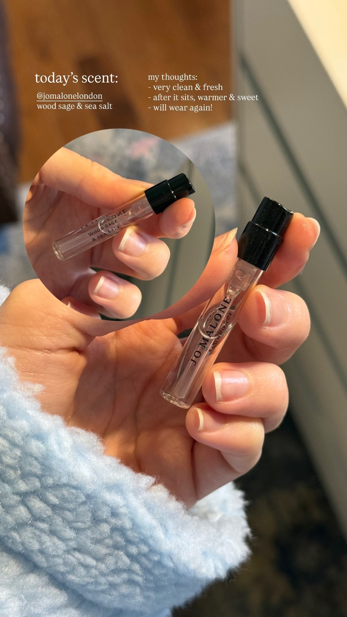 today’s scent: @jomalonelondon 
wood sage & sea salt  
my thoughts:
- very clean & fresh
- after it sits, warmer & sweet 
- will wear again!

#LTKGiftGuide #LTKHoliday #LTKBeauty