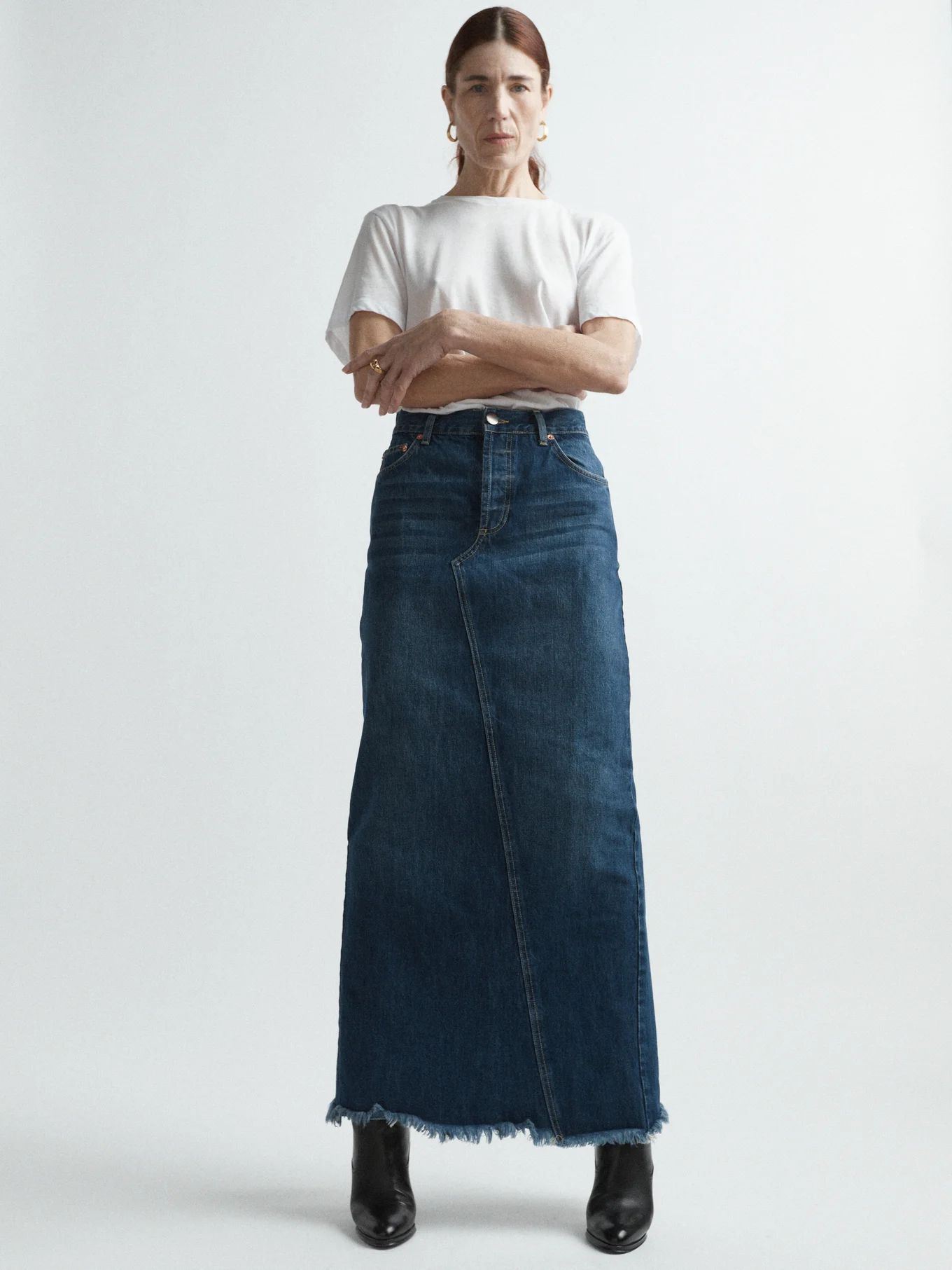 Split back organic-cotton denim maxi skirt | Matches (US)