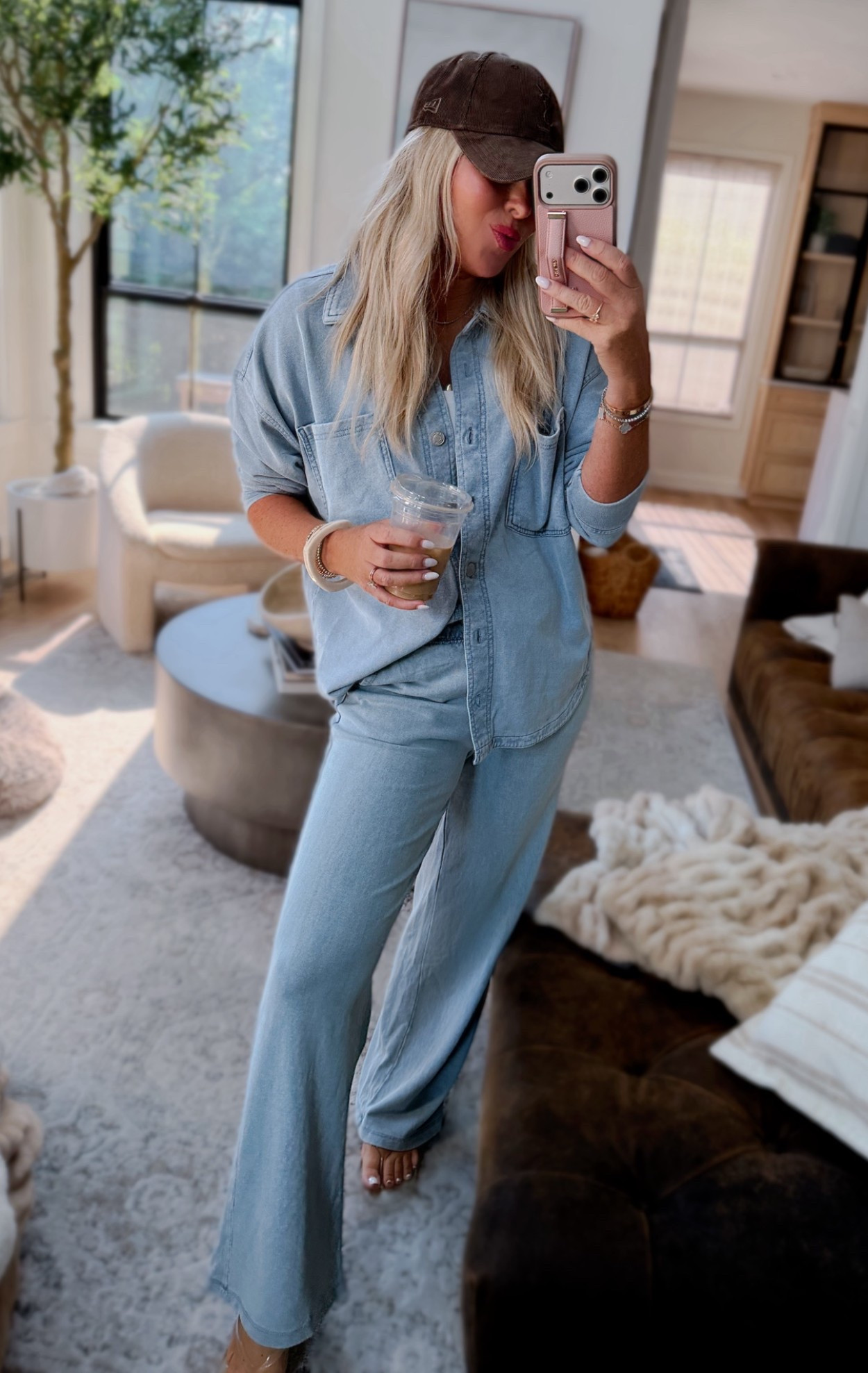 Looks like denim, but it’s not. 💙 This cozy knit set is one of my favorite finds. It’s sold as separates, so you can mix and match. I’m wearing a small in the top and a medium in the bottoms for a relaxed fit. They also make a cropped top, shorts, and other washes. So soft, comfortable, and perfect for travel, lounging, errands, or everyday wear.🧢🩵





Knit set. Denim look. Matching set. Cozy outfit. Travel outfit. Casual style. Everyday outfit. Loungewear. Soft knit. Comfy outfit. Two piece set. Resort wear. Airport outfit

#LTKootd #LTKgrwm #LTKTravel