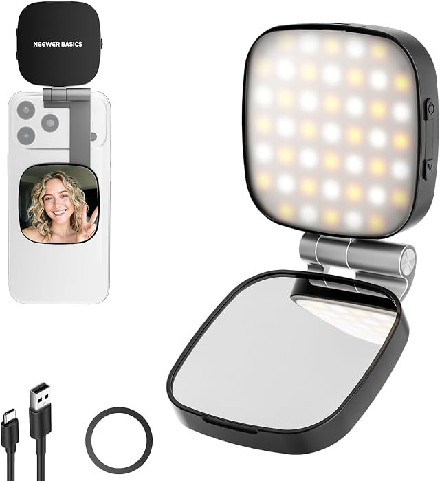 NEEWER Basics Magnetic Selfie Light Compatible with MagSafe iPhone, 2W CRI95+ Bi Color Swivel Sma... | Amazon (US)