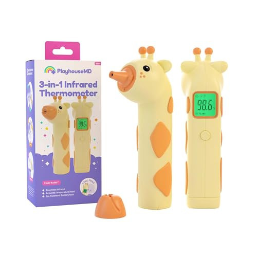Playhouse MD Baby Thermometer for Kids & Infants – Digital Infrared No-Touch Forehead & Ear Thermometer, 3-in-1 Contactless Thermometer with Fever Indicator, Fever Buddy Giraffe | Amazon (US)
