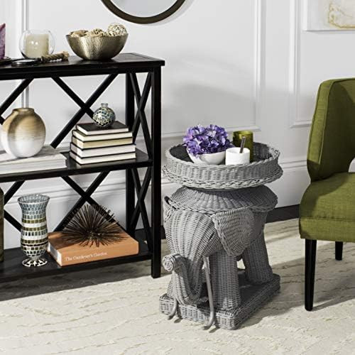 Safavieh Home Balford Coastal Elephant Grey Storage Rattan Accent Table | Amazon (US)