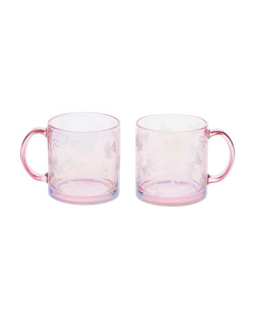 2pk Sandblasted Bow Mugs | TJ Maxx