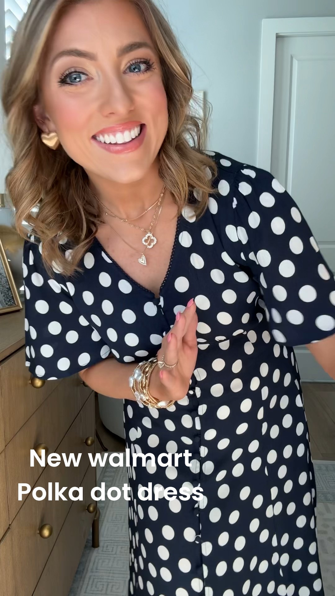 This Walmart polka dot midi dress is the perfect mix of classic and comfortable. 😍 The button-front style and relaxed fit make it easy to wear all day, and I love it styled casually with Walmart sneakers for errands, school drop-off, or travel days. Such a timeless piece you’ll reach for again and again. It has pockets! Runs TTS, I’m in the xs. 


#WalmartFinds #PolkaDotDress #CasualChic #LTKStyle #EverydayOutfit #AffordableFashion #SneakerStyle